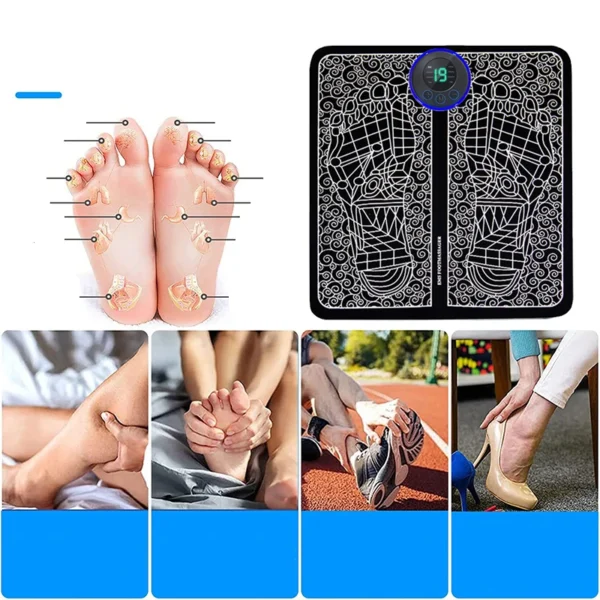 Foot Massger Sole Massage Pad Feet Muscle Stimulation 8 Modes 19 Level Relaxation USB Charging - Image 2