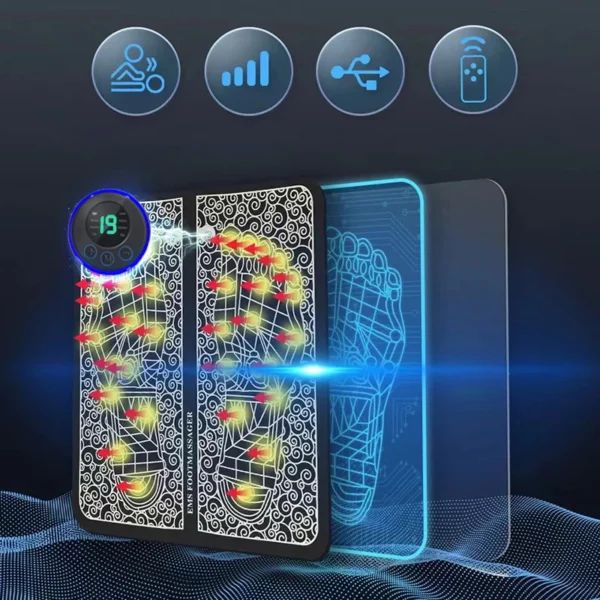 Foot Massger Sole Massage Pad Feet Muscle Stimulation 8 Modes 19 Level Relaxation USB Charging - Image 3
