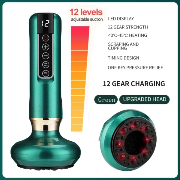 6/12 Gear Electric Cupping Massager Vacuum Suction Cup GuaSha Anti Cellulite Beauty Health Scraping Heat Body Slimming Massage - Image 7