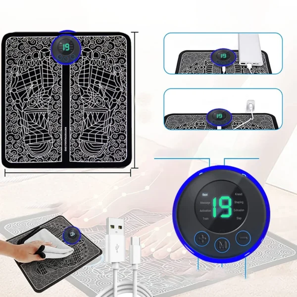 Foot Massger Sole Massage Pad Feet Muscle Stimulation 8 Modes 19 Level Relaxation USB Charging - Image 15