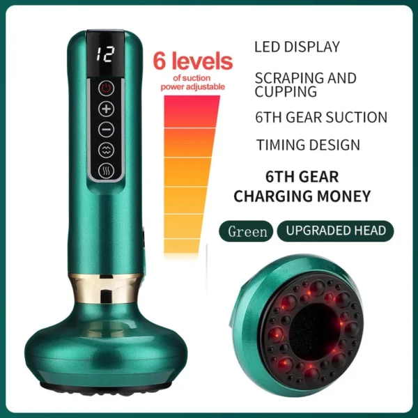 6/12 Gear Electric Cupping Massager Vacuum Suction Cup GuaSha Anti Cellulite Beauty Health Scraping Heat Body Slimming Massage - Image 10