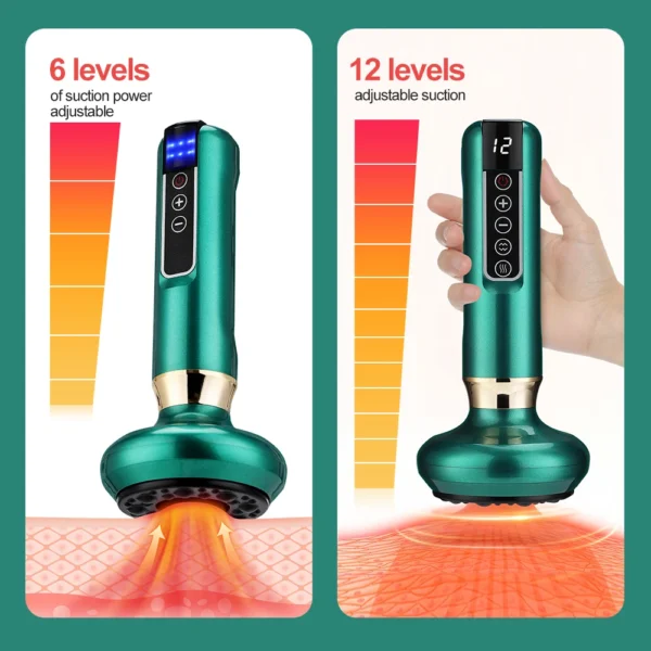 6/12 Gear Electric Cupping Massager Vacuum Suction Cup GuaSha Anti Cellulite Beauty Health Scraping Heat Body Slimming Massage - Image 2